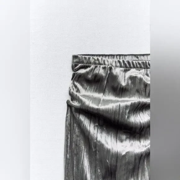 Zara Grey Velvet Flare Pants Size Medium - Picture 7 of 13